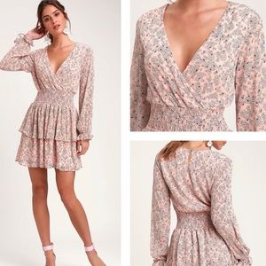 Lulu’s Room to Bloom Light Pink Floral Print Long Sleeve Dress